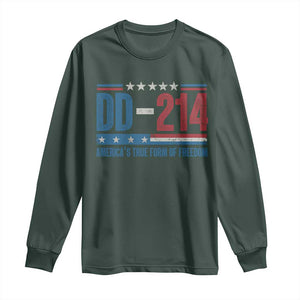 DD-214 Veteran Long Sleeve Shirt America's True Form Of Freedom TS09 Dark Forest Green Print Your Wear