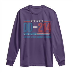 DD-214 Veteran Long Sleeve Shirt America's True Form Of Freedom TS09 Purple Print Your Wear