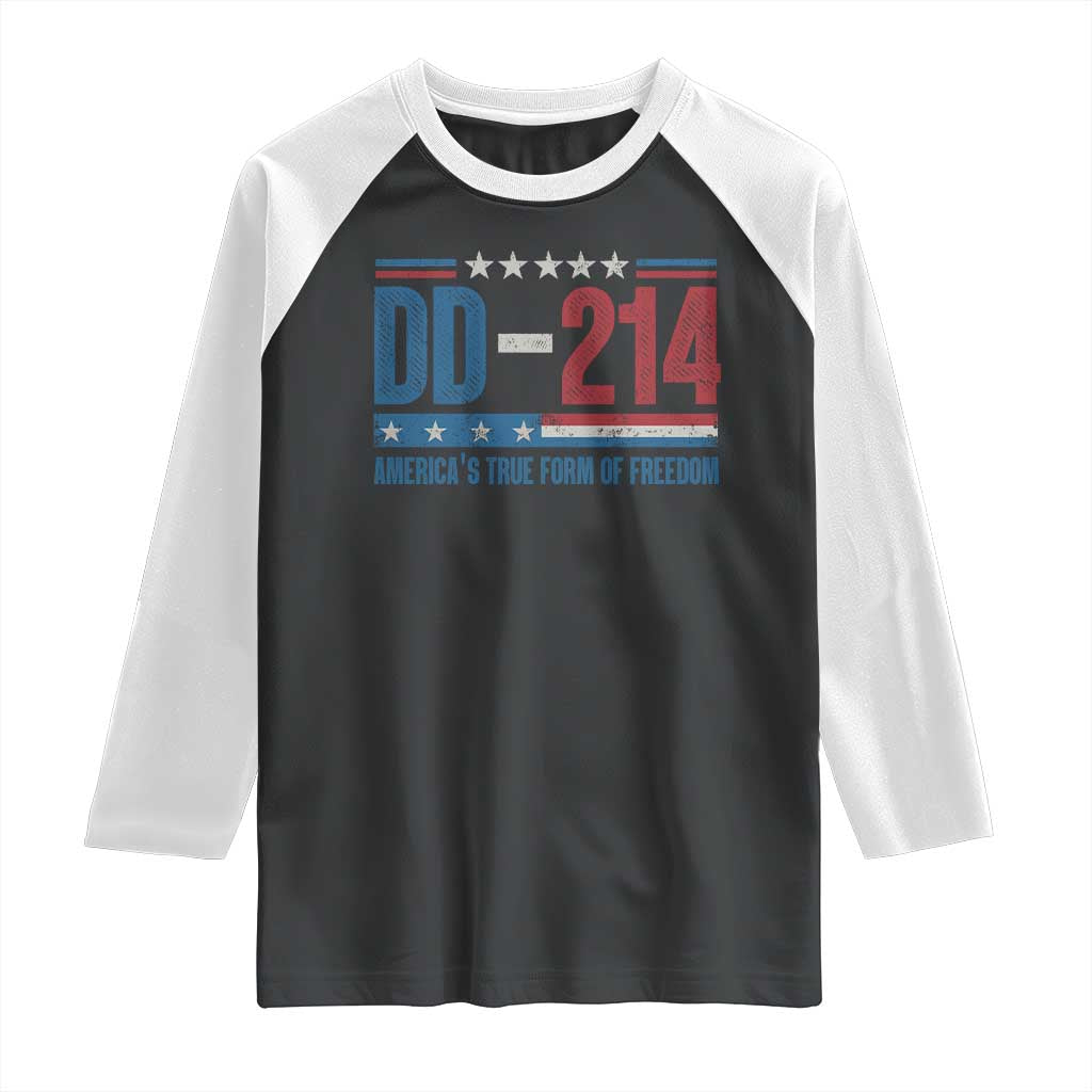 DD-214 Veteran Raglan Shirt America's True Form Of Freedom TS09 Black White Print Your Wear
