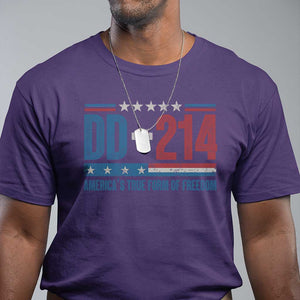 DD-214 Veteran T Shirt America's True Form Of Freedom TS09 Purple Print Your Wear