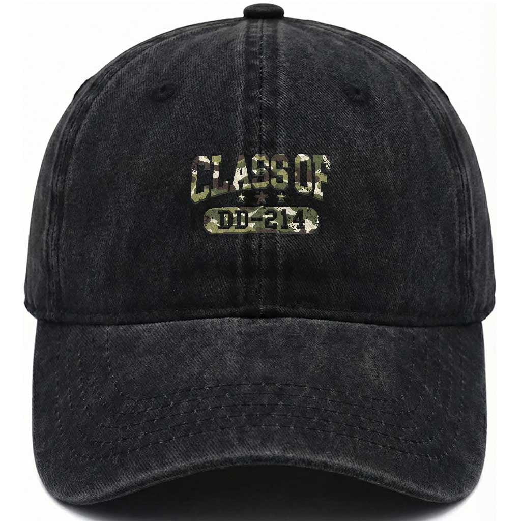 Funny Veteran Army Retirement Class Of DD-214 Washed Cotton Baseball Cap TS09 Washed Cap Universal Fit Black Print Your Wear