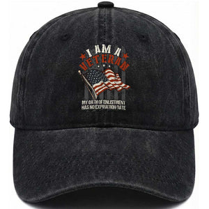 Veteran Pride Washed Cotton Baseball Cap My Oath Has No Expiration TS09 Washed Cap Universal Fit Black Print Your Wear