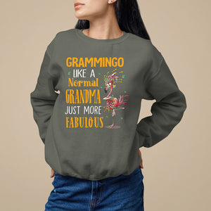 Grammingo Like A Normal Grandma Just More Fabulous Flamingo Sweatshirt TS09 Military Green Printyourwear