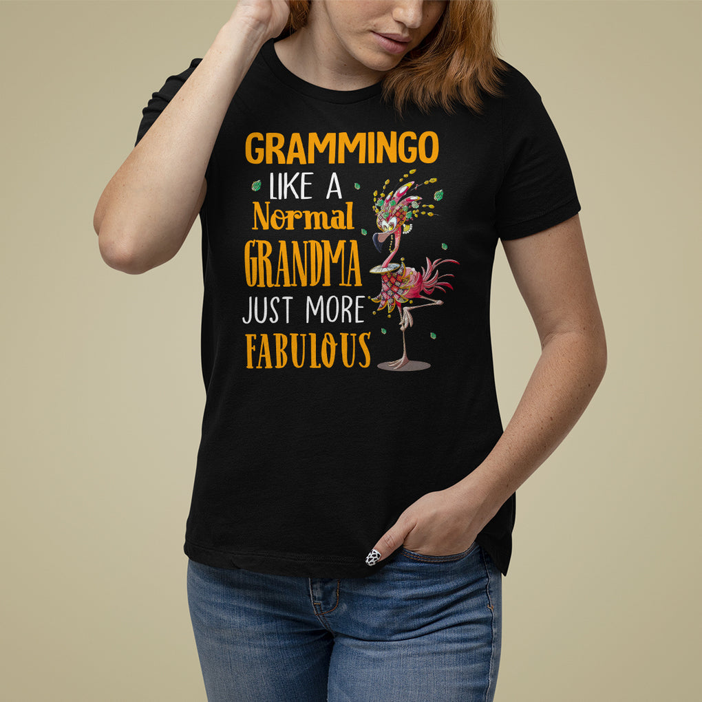 Grammingo Like A Normal Grandma Just More Fabulous Flamingo T Shirt For Women TS09 Black Printyourwear