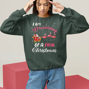 I Am Dreaming Of A Pink Christmas Santa Flamingo Sweatshirt TS09 Dark Forest Green Printyourwear