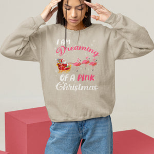 I Am Dreaming Of A Pink Christmas Santa Flamingo Sweatshirt TS09 Sand Printyourwear