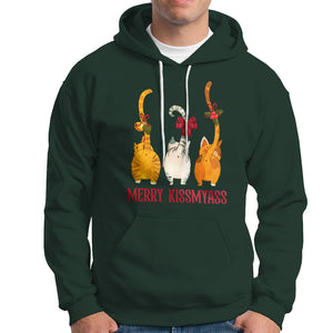 Merry Kissmyass Funny Cat Christmas Hoodie TS09 Dark Forest Green Printyourwear