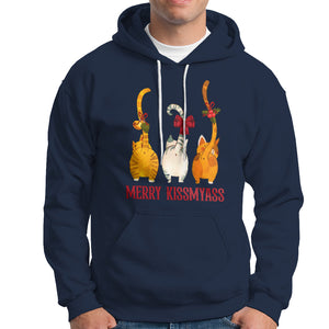 Merry Kissmyass Funny Cat Christmas Hoodie TS09 Navy Printyourwear