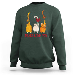 Merry Kissmyass Funny Cat Christmas Sweatshirt TS09 Dark Forest Green Printyourwear