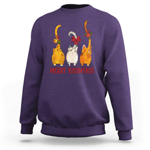 Merry Kissmyass Funny Cat Christmas Sweatshirt TS09 Purple Printyourwear