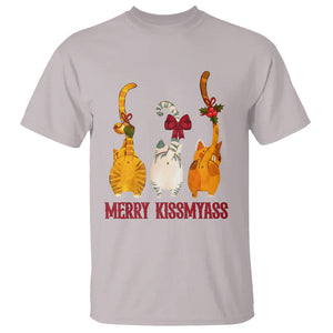 Merry Kissmyass Funny Cat Christmas T Shirt TS09 Ice Gray Printyourwear