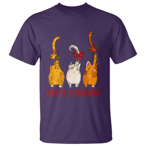 Merry Kissmyass Funny Cat Christmas T Shirt TS09 Purple Printyourwear