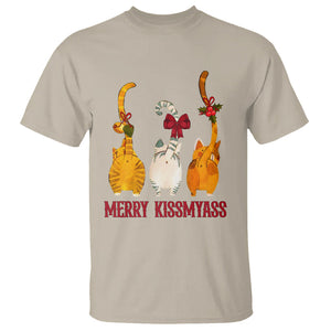 Merry Kissmyass Funny Cat Christmas T Shirt TS09 Sand Printyourwear