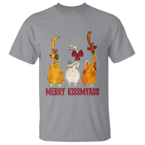 Merry Kissmyass Funny Cat Christmas T Shirt TS09 Sport Gray Printyourwear