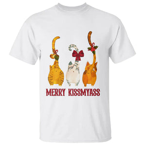 Merry Kissmyass Funny Cat Christmas T Shirt TS09 White Printyourwear