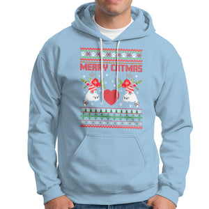 Merry Catmas Funny Cat Christmas Hoodie TS09 Light Blue Printyourwear