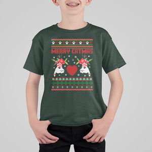 Merry Catmas Funny Cat Christmas T Shirt For Kid TS09 Dark Forest Green Printyourwear