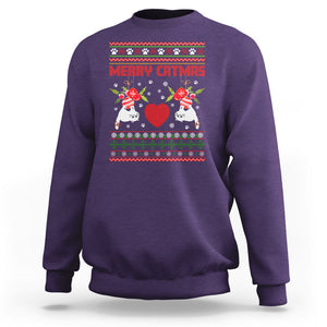 Merry Catmas Funny Cat Christmas Sweatshirt TS09 Purple Printyourwear