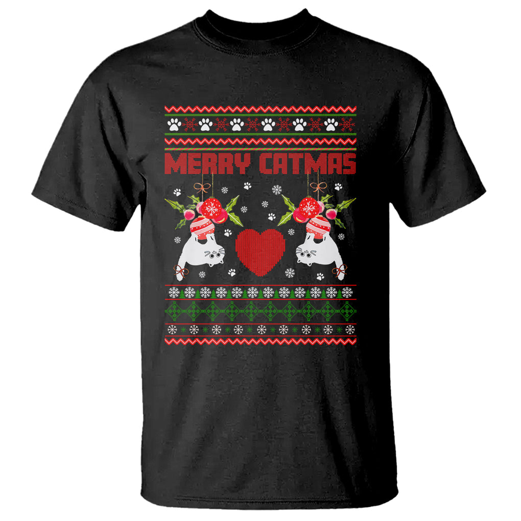 Merry Catmas Funny Cat Christmas T Shirt TS09 Black Printyourwear