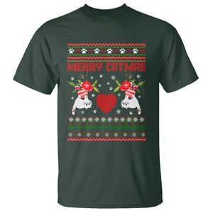 Merry Catmas Funny Cat Christmas T Shirt TS09 Dark Forest Green Printyourwear