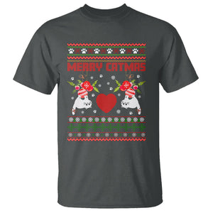 Merry Catmas Funny Cat Christmas T Shirt TS09 Dark Heather Printyourwear