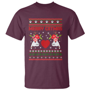 Merry Catmas Funny Cat Christmas T Shirt TS09 Maroon Printyourwear