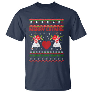 Merry Catmas Funny Cat Christmas T Shirt TS09 Navy Printyourwear