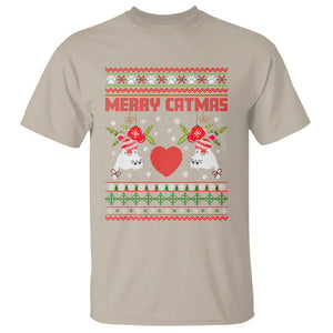 Merry Catmas Funny Cat Christmas T Shirt TS09 Sand Printyourwear