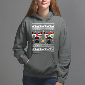 Meowy Xmas Funny Cat Couple With Sunglass Hoodie TS09 Dark Heather Printyourwear