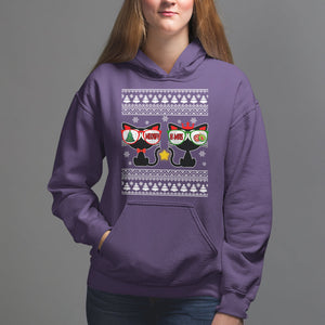 Meowy Xmas Funny Cat Couple With Sunglass Hoodie TS09 Purple Printyourwear