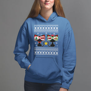 Meowy Xmas Funny Cat Couple With Sunglass Hoodie TS09 Royal Blue Printyourwear