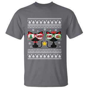 Meowy Xmas Funny Cat Couple With Sunglass T Shirt TS09 Charcoal Printyourwear