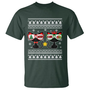 Meowy Xmas Funny Cat Couple With Sunglass T Shirt TS09 Dark Forest Green Printyourwear