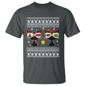 Meowy Xmas Funny Cat Couple With Sunglass T Shirt TS09 Dark Heather Printyourwear