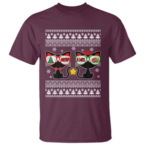 Meowy Xmas Funny Cat Couple With Sunglass T Shirt TS09 Maroon Printyourwear