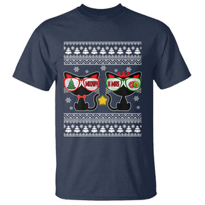 Meowy Xmas Funny Cat Couple With Sunglass T Shirt TS09 Navy Printyourwear