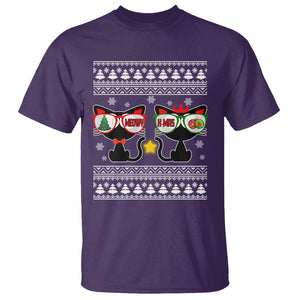 Meowy Xmas Funny Cat Couple With Sunglass T Shirt TS09 Purple Printyourwear