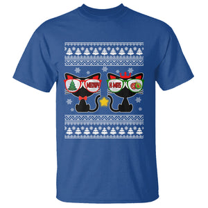 Meowy Xmas Funny Cat Couple With Sunglass T Shirt TS09 Royal Blue Printyourwear