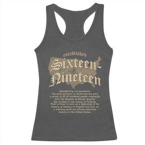 Black History Racerback Tank Top 1619 Sixteen-Nineteen Established TS09 Dark Heather Print Your Wear