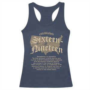 Black History Racerback Tank Top 1619 Sixteen-Nineteen Established TS09 Navy Print Your Wear