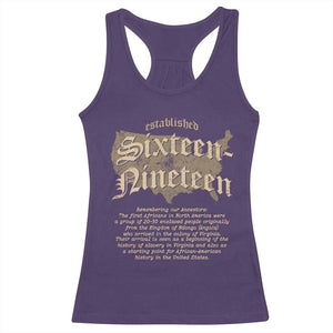 Black History Racerback Tank Top 1619 Sixteen-Nineteen Established TS09 Purple Print Your Wear