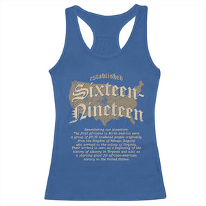 Black History Racerback Tank Top 1619 Sixteen-Nineteen Established TS09 Royal Blue Print Your Wear