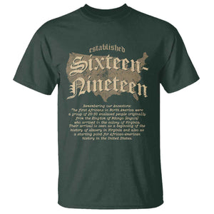 Black History T Shirt 1619 Sixteen-Nineteen Established TS09 Dark Forest Green Print Your Wear