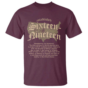 Black History T Shirt 1619 Sixteen-Nineteen Established TS09 Maroon Print Your Wear