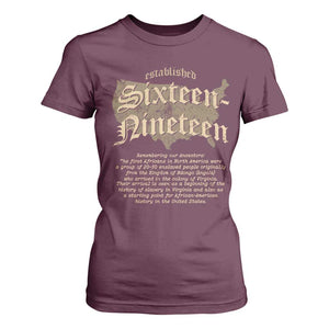 Black History T Shirt For Women 1619 Sixteen-Nineteen Established TS09 Maroon Print Your Wear