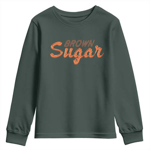 Melanin African Pride Youth Sweatshirt Brown Sugar TS09 Dark Forest Green Print Your Wear