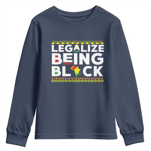 Black Pride Youth Sweatshirt Legalize Being Black History Month TS09 Navy Print Your Wear