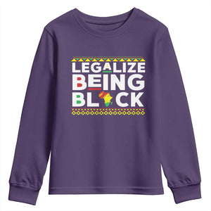 Black Pride Youth Sweatshirt Legalize Being Black History Month TS09 Purple Print Your Wear