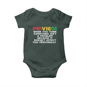 Black History Month Baby Onesie Privilege Explained BLM TS09 Dark Forest Green Print Your Wear