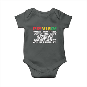 Black History Month Baby Onesie Privilege Explained BLM TS09 Dark Heather Print Your Wear